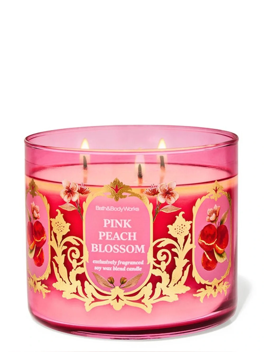 BBW Pink Peach Blossom 3 Wick Candle